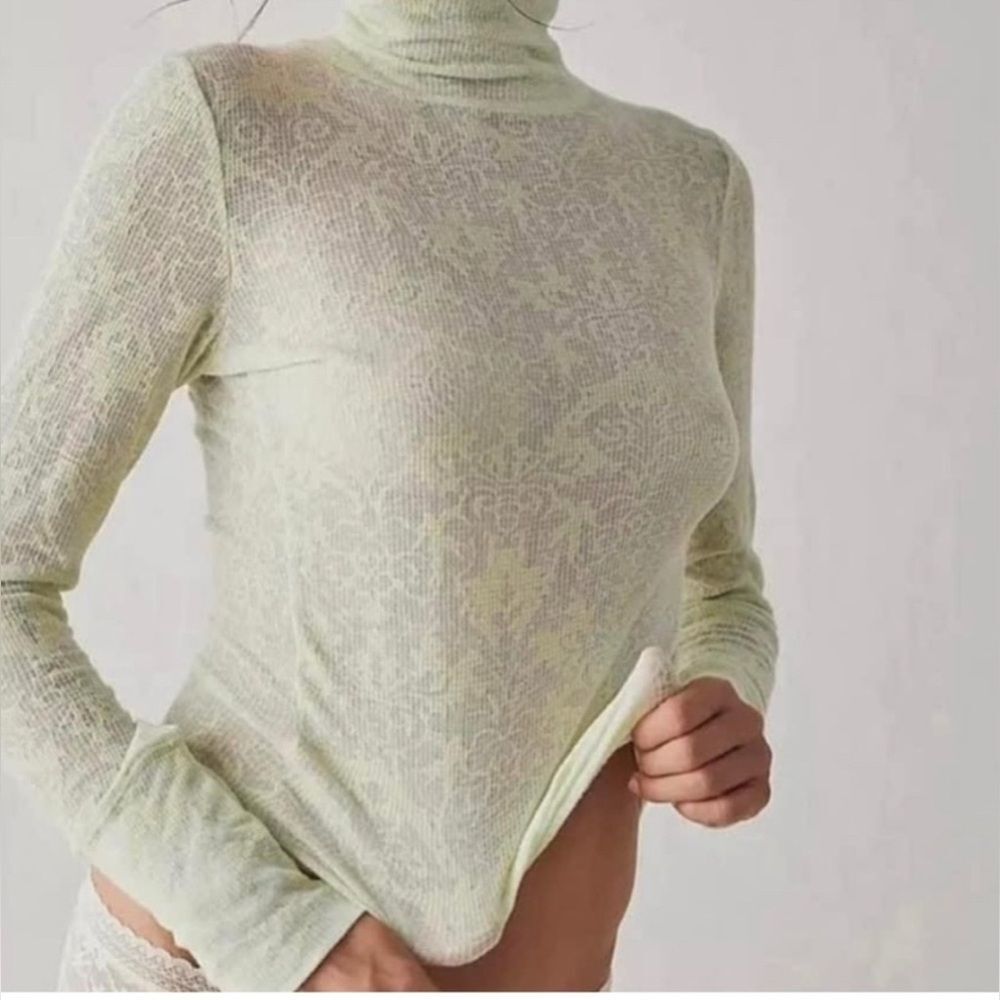 Free People NWOT You And I Long Sleeve Semi-Sheer Waffle Knit Thermal in Medium